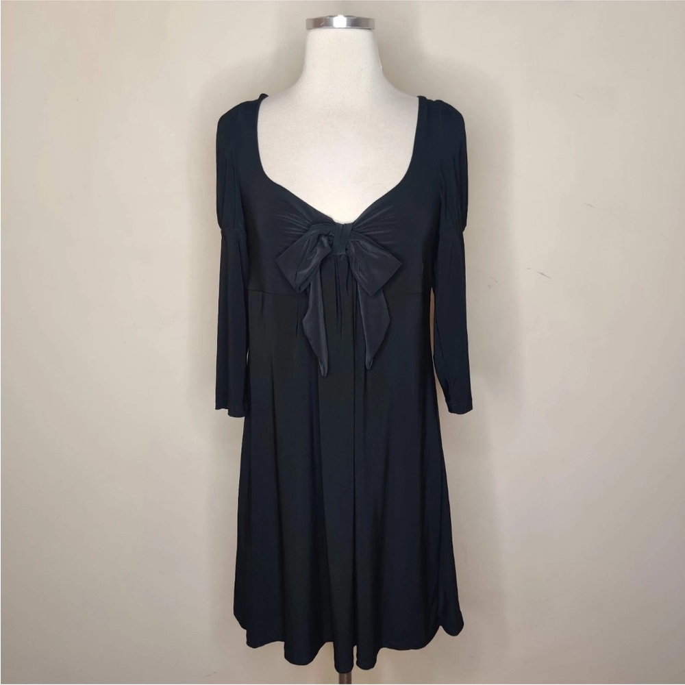 ARDEN B• black puff sleeve bow dress